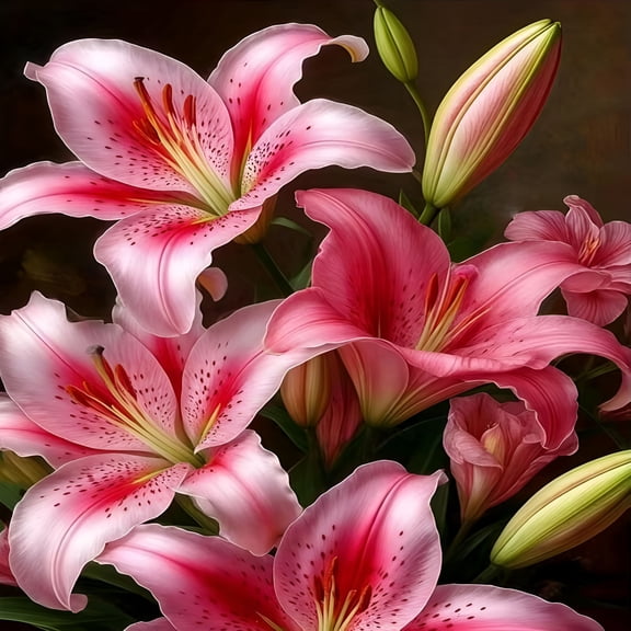 CCOCC 5D Lily Flower Diamond Art Kit 12x16 Inch Full Round Drill Gem Painting for Adults Home Wall Decor