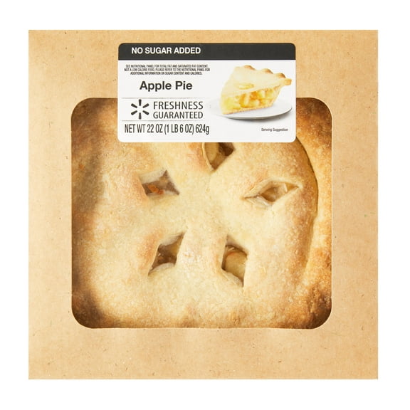 Freshness Guaranteed 8-inch No Sugar Added Apple Pie, 22 oz Paperboard Box, 1 Count