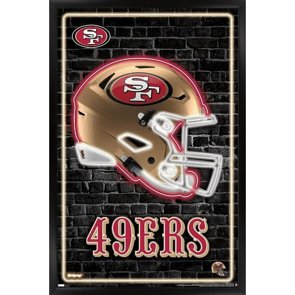 NFL San Francisco 49ers - Neon Helmet 23 Wall Poster, 14.725" x 22.375" Framed