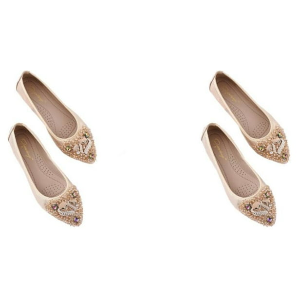 Qarigey 1 par de mocasines de diamantes de imitación para mujer, zapatos de estilo informal para fiestas y banquetes para niñas, toboganes de Type4 NO4