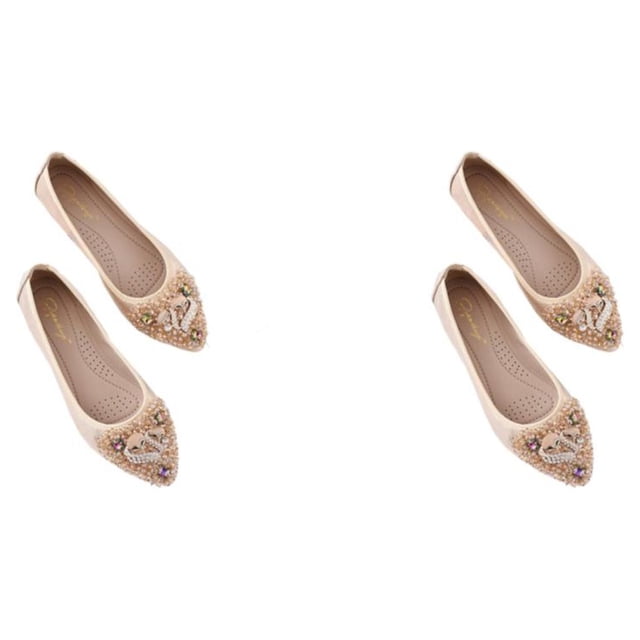 Qarigey 1 par de mocasines de diamantes de imitación para mujer, zapatos de tacón plano para fiesta y niña, toboganes de Ballet para mujer, Type1 NO1