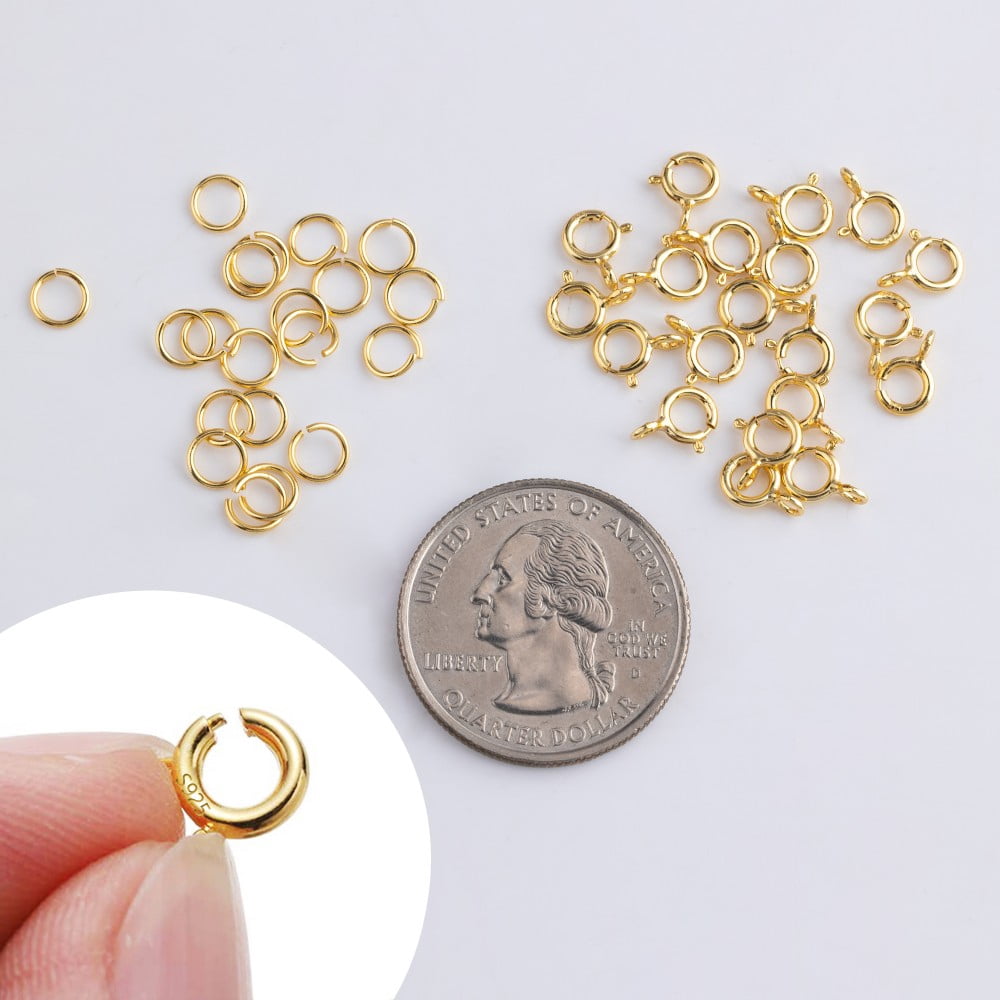 Lancharmed Gold Bracelet 14K Gold Plated Connecting Clasp Spring Clasp 20Pcs Open Loop 20Pcs Necklace Jewellery Clasp Necklace Extenders for Women 10 Dollar Gifts