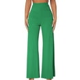 thumbnail image 1 of RXIRUCGD Ladies' Casual Elastic High Waisted Temperament Wide Leg Pants, Green, Size: M, 1 of 4