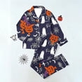 thumbnail image 4 of SETOOFF Halloween Womens 2 Piece Pajama Sets Pumpkin Ghost Print Turndown Collar Tops Loose Pants Casual Sleepwear Plus Size Womens Loungewear for Indoor Daily Wear, 4 of 7