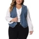 thumbnail image 1 of Chaleco de mezclilla sin mangas para mujer GRACE & GRANDEUR de talla grande, chaleco casual de jean, chaqueta 2X azul, 1 of 1