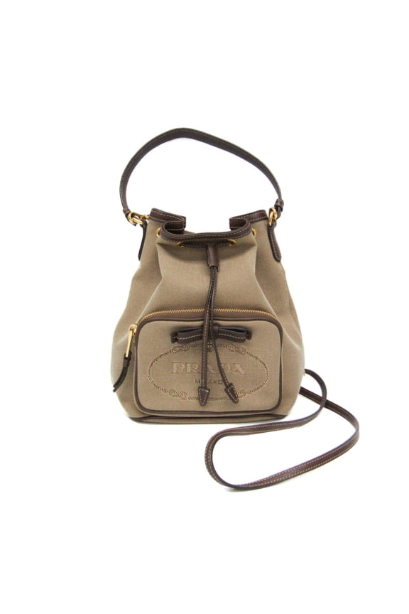Pre-Owned Prada Logo Jacquard Drawstring Bag Women's Leather,Jacquard Handbag,Shoulder Bag...