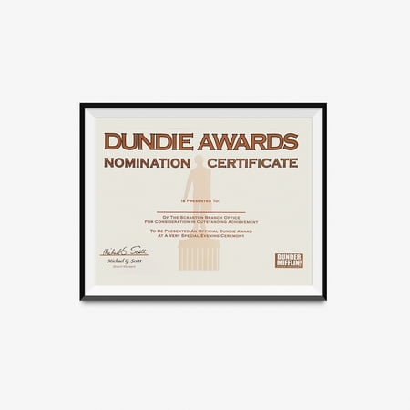 Dundie Awards Nomination Certificate Michael Scott The Office TV Show