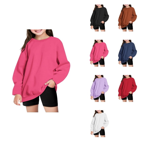 Girls Winter Warm Oversized Hoodie, Long Sleeve Crewneck Pullover Sweatshirt, Casual Fall Fashion Sweatshirt for Girls 2025