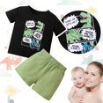 thumbnail image 2 of Baby Boy Outfit Sets Kids Summer Cotton Elastic Printed Short-sleeved Sports 1t 2t 3t 4t 5t 6t T-Shirt+Pant 2Pcs/Set T-shirt with Waist Shorts 2PCS Set, 2 of 9