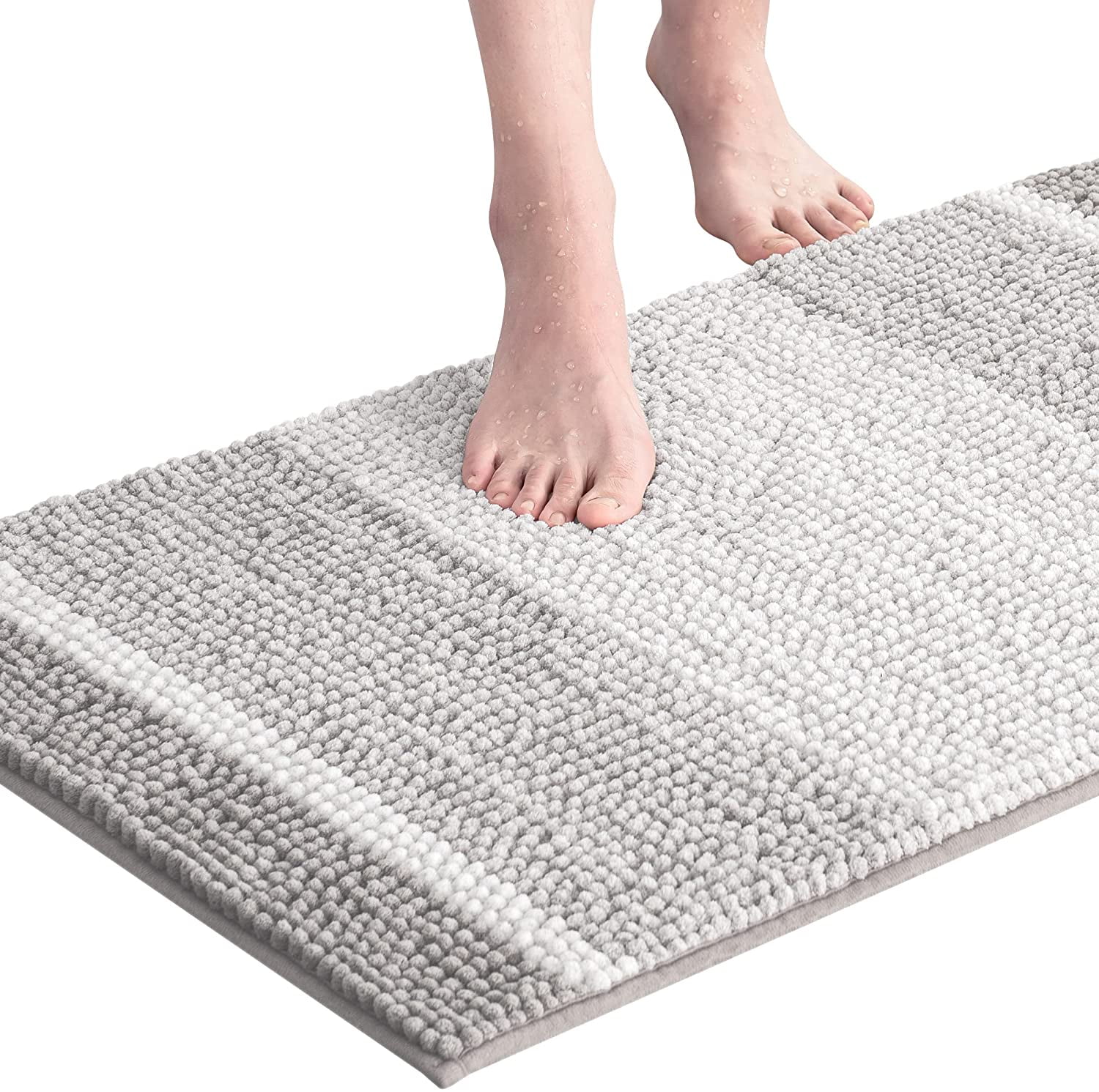 Subrtex Bathroom Rugs Chenille Plush Bath Mat Water Absorbent, 20"x32