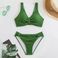 thumbnail image 6 of Women's Bikini Set Fashion Solid Color Two Piece Sexy Swimsuit with Removable Bra Pads No Underwire for Beach Vacation,Dark Green,XL, 6 of 8
