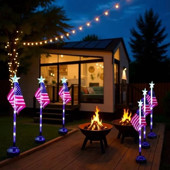 Solar Flag Garden Stake Light, Patriotic Outdoor LED Light for Yard Decor with USA Flag, 29.1 Inch Metal Pole for Lawn, Garden, Patio, Memorial Day and 4th of July Display