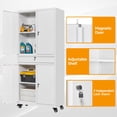 thumbnail image 5 of STANI Metal Garage Storage Cabinets with Drawer, 4 Doors Tool Storage Cabinet with 2 Adjustable Shelves, 72"H Rolling Steel Locking Cabinet for Garage Utility Room Home Office (White, 4 Wheel), 5 of 11
