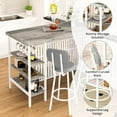 thumbnail image 5 of Kitchen Island with Storage Dining Table for 2 with 5 Shelves Faux Marble Kitchen Table, Space Saving Dinner Table for 2 for Apartment, Gray, 5 of 7