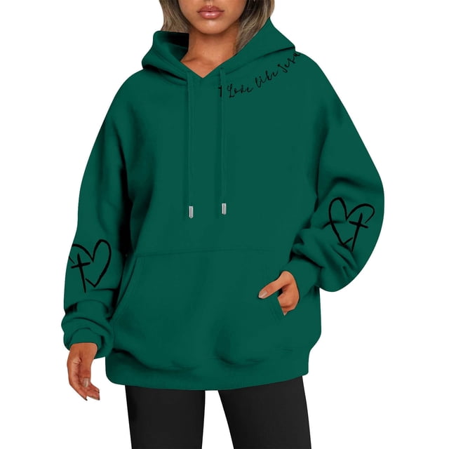 Sweat à Capuche Réversible Imprimé pour Femmes avec Poches Manches Longues Décontracté 100 pour Cent Polyester Vêtements d'Automne pour Adolescentes Petit Sweat à Capuche pour Femmes avec Fermeture Éclair