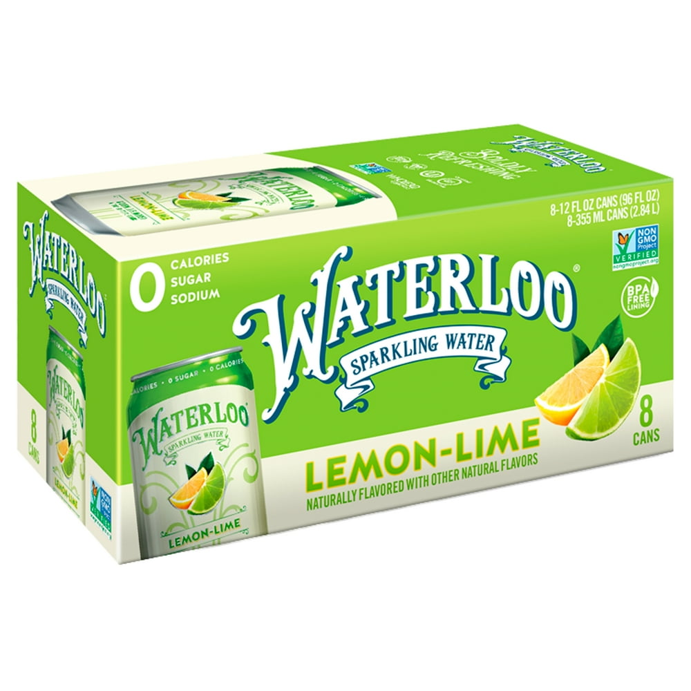 Waterloo LemonLime Sparkling Water, 12 fl oz, 8 count