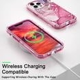thumbnail image 5 of for iPhone 16 Pro Max Case, Marble Pattern 3 in 1 Heavy Duty Full Body Shockproof Hard PC+Soft Silicone Drop Protective Luxury Women Phone Cover for iPhone 16 Pro Max (Hot Pink), 5 of 17