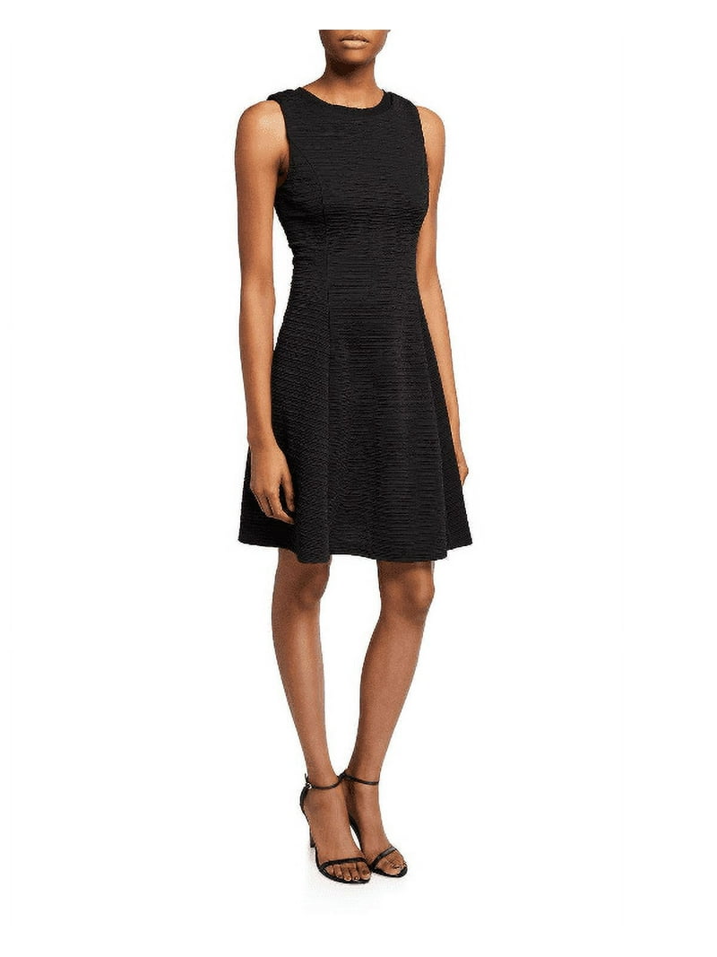Karl Lagerfeld BLACK Textured Fit-and-Flare Dress, US 16 - Walmart.com