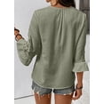 thumbnail image 3 of DOKOTOO Blouses for Women Crochet Lace 3/4 Sleeve Tunic Tops Casual V Neck Hollow Out Business Shirts, 3 of 8