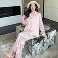 thumbnail image 2 of Pyjamas en Soie Glacée pour Femmes, Ensemble Décontracté à Manches Longues, Vêtements de Maison à la Mode, 2 of 6