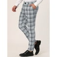 thumbnail image 2 of Unique Bargains Men's Plaid Dress Pants Casual Slim Fit Checkered Business Trousers 38 Gray, 2 of 6