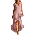 thumbnail image 2 of Delayuji Women's Summer Dress Ruffled Hem Sleeveless V Neck Tank Dress Long Dresses Beach Vacation Dress Wedding Guest Dresses, 2 of 4