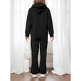 thumbnail image 3 of OYYN Girls Graphic Jogging Suits Sweatsuits 2 Piece Set Oversized Hoodie and Sweatpants Clothes (Black 5-6 Years), 3 of 7