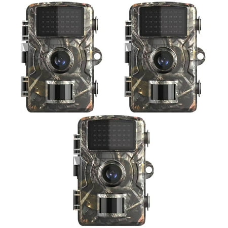 MLINS 3pcs Trail Camera 12MP Night Vision Waterproof Game Camera No Battery