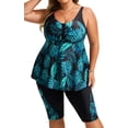 thumbnail image 1 of Traje de baño Tankini Hanna Nikole Green Leaves 20 para mujer de talla grande, 1 of 6