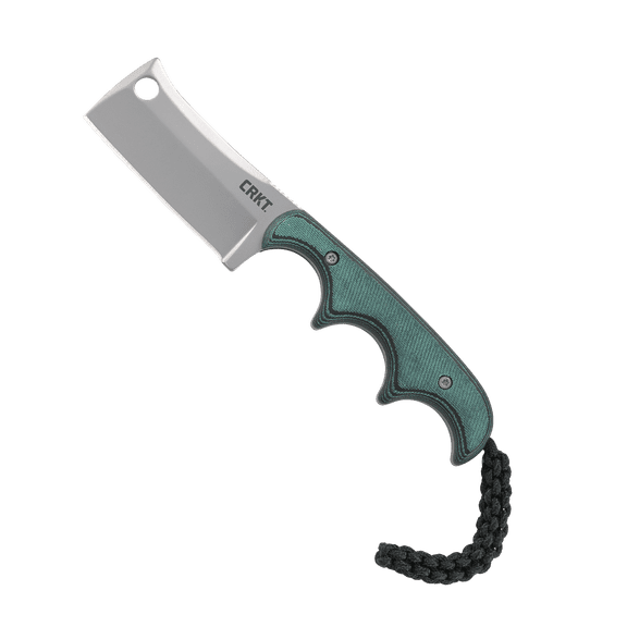 CRKT Minimalist Cleaver Outdoor Survival Fixed Blade Knife with Sheath: Stainless Steel Plain Edge Blade, Micarta Handle, 2383