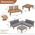 thumbnail image 2 of JOIVI 4 Piece Outdoor Acacia Furniture Set, Patio Furniture Sectional Sofa Set with Adjustable Armrest and 2-in-1 Coffee Table for Backyard, Garden, Balcony, 2 of 8