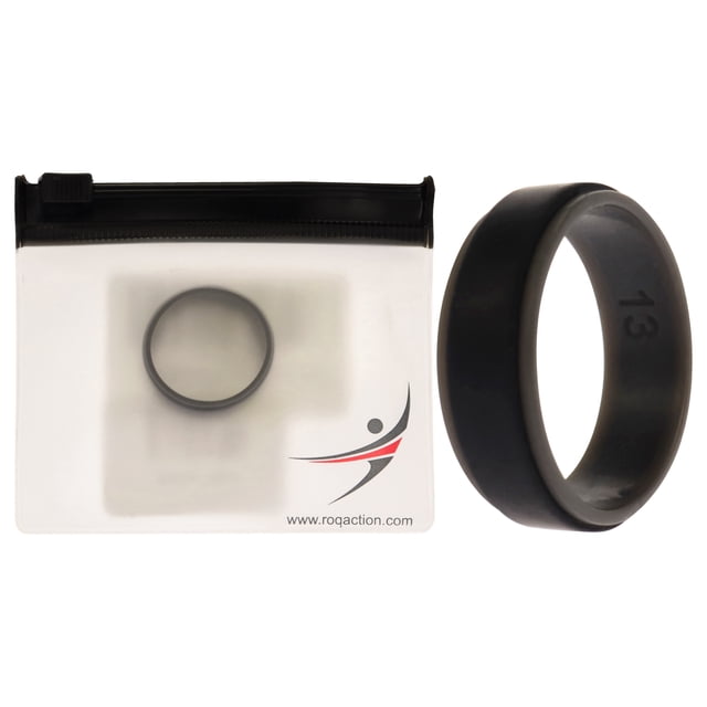 Anillo de boda de silicona con 2 capas - Gris-Negro de ROQ para hombre - Anillo de 13 mm