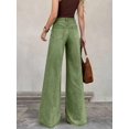 thumbnail image 3 of Womens Green High-Waisted Wide-Leg Denim Jeans, Casual Flare Pants, 3 of 30