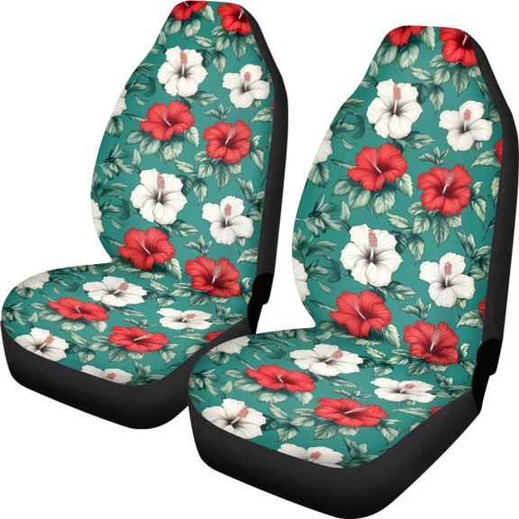 XYZCANDO Flowers Pattern Car Front Seat Covers Polyester Non-Slip Car Seat Protector Car Interior car Front Seats, Washable Stretchy Van SUV