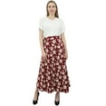 thumbnail image 3 of Phagun Floral Printed Summer Wear Maroon Cotton Long Reversible Wrap Skirt, 3 of 6