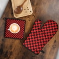 thumbnail image 5 of Red and Black Checkered Pattern Kitchen Oven Mitt and Pot Holder Sets 2 Pcs for Baking, Cooking and Grilling, Heat Resistant Up To 392 °F, 5 of 7