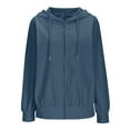 thumbnail image 2 of Aloohaidyvio Ribbed Zip Up Hoodies for Women No Boundaries Fall Drawstring Cute Jacket Oversized Casual Sweatshirts with Pocket, 2 of 7