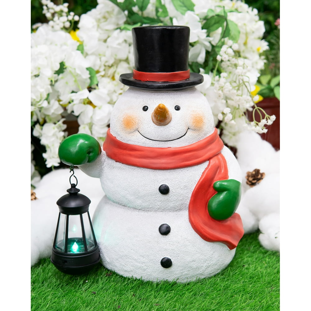 Merry Christmas Frosty The Snowman Statue With Colorful Solar LED Light