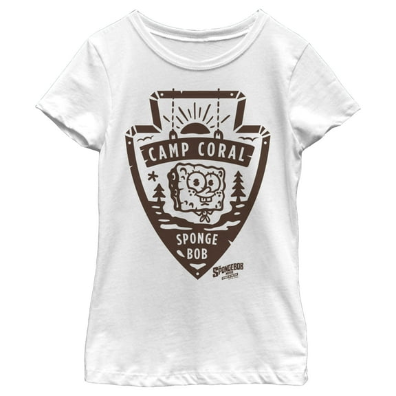Girl's SpongeBob SquarePants Sponge on the Run Camp Coral Patch  Graphic Tee White X Large