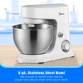 thumbnail image 2 of Midea 5-Quart White Stand Mixer, 300W Tilt-Head Dough Stand Mixer with Bowl, Whisk & Splash Guard Attachments, 2 of 9