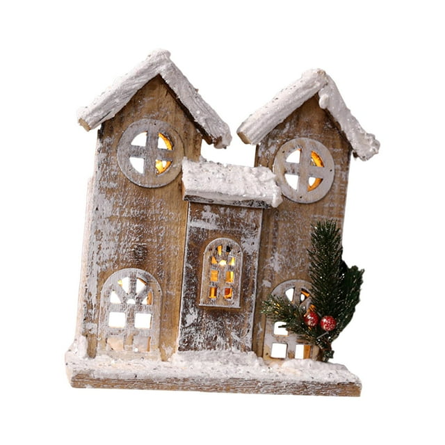 Casa de pueblo con nieve navideña, decoración de escritorio decorativa, decoración navideña estilo A