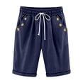 thumbnail image 4 of ABATAB Summer Capri Pants for Women Cotton Linen Loose Cropped Trousers Button down Roll up Hem Casual Lounge Capris Pants, 4 of 5