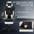thumbnail image 4 of Ergonomic Gaming Chair with Footrest,PVC Leather Video Game Chair for Adults,Headrest & Lumbar Support,Adjustable Backrest,Black+White, 4 of 8
