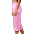 thumbnail image 3 of FchengtaiS Womens Satin Capri Pajamas Pants Elastic Waist Sleep Pants Lounge Pj Bottoms Soft Loungewear, 3 of 6
