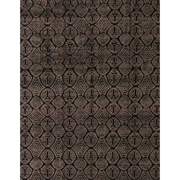 Ahgly Company Indoor Rectangle Abstract Brown Brown Oriental Area Rugs, 2' x 4'
