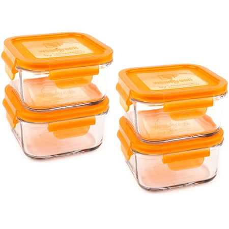 Wean Green Lunch Cubes Glass Food Containers - Carrot (4