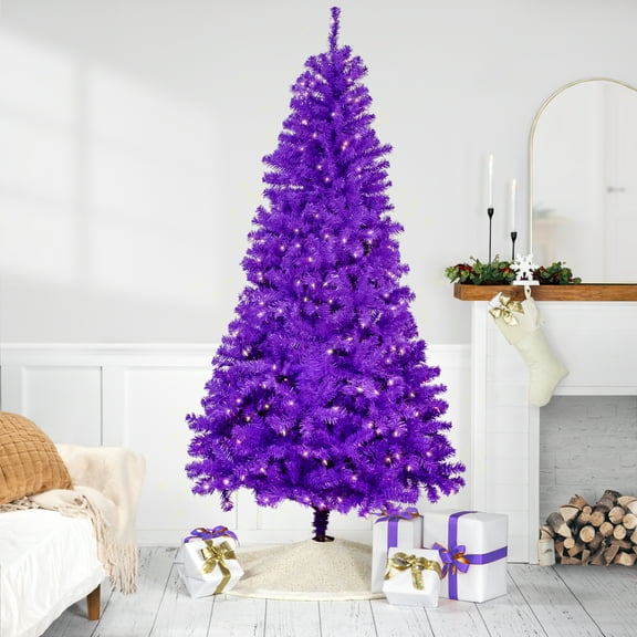 Northlight Pre-Lit Medium Pine Artificial Christmas Tree - 6' - Purple - Clear Lights