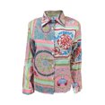 thumbnail image 2 of VISgogo Mujeres Retro Tops, Manga Larga Solapa Cuello Cadena / Floral / Letras / Cuadrado Estampado Primavera Otoño Fiesta Casual Blusa VISgogo moda, 2 of 4