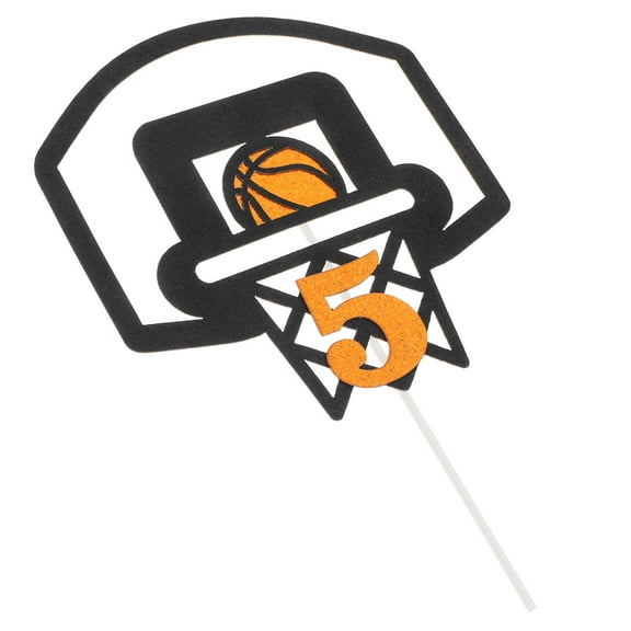 Hemobllo Black Glitter Basketball Cake Toppers for Birthday Party Decorations, Paper Celebration Accessories