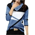 thumbnail image 2 of Mikilon Blouse à Manches Longues Col en V Pliée avec Impression de Positionnement Décontractée pour Femmes, 2 of 5